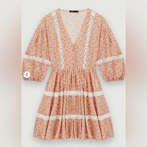 Maje Printed lace braid dress